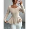 Neues Herbst- und Winter-Damen-Strick-Langarm-Oberteil mit Hohl-Träger-Design, Langarm-Basics