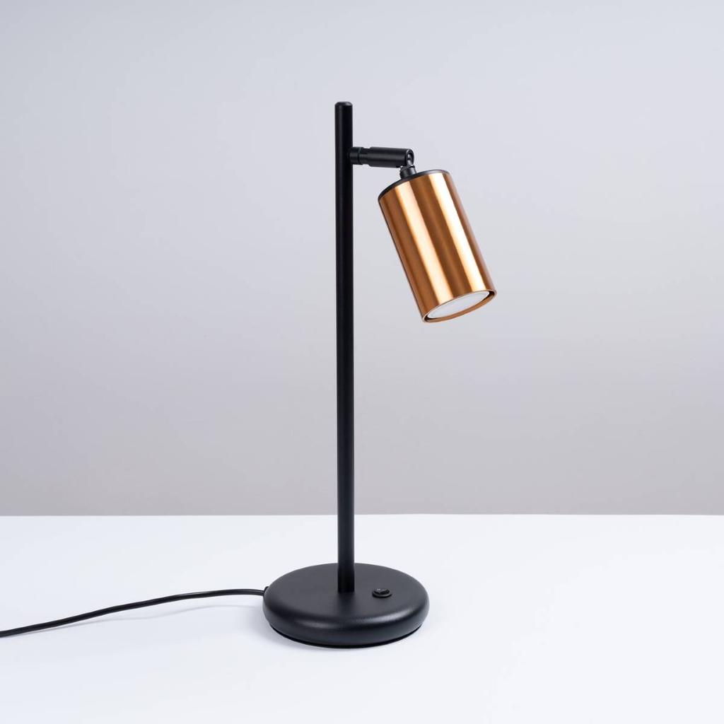 Lampa Biurkowa Czarna Nowoczesna Miedziany Klosz Winx 1Xgu10 10W Sl.1381 Sollux Lighting