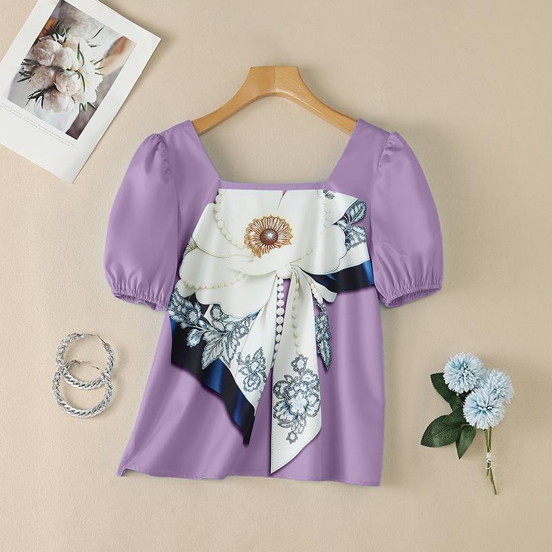 ZANZEA Women Square Collar Casual Floral Print Short Sleeve Blouse
