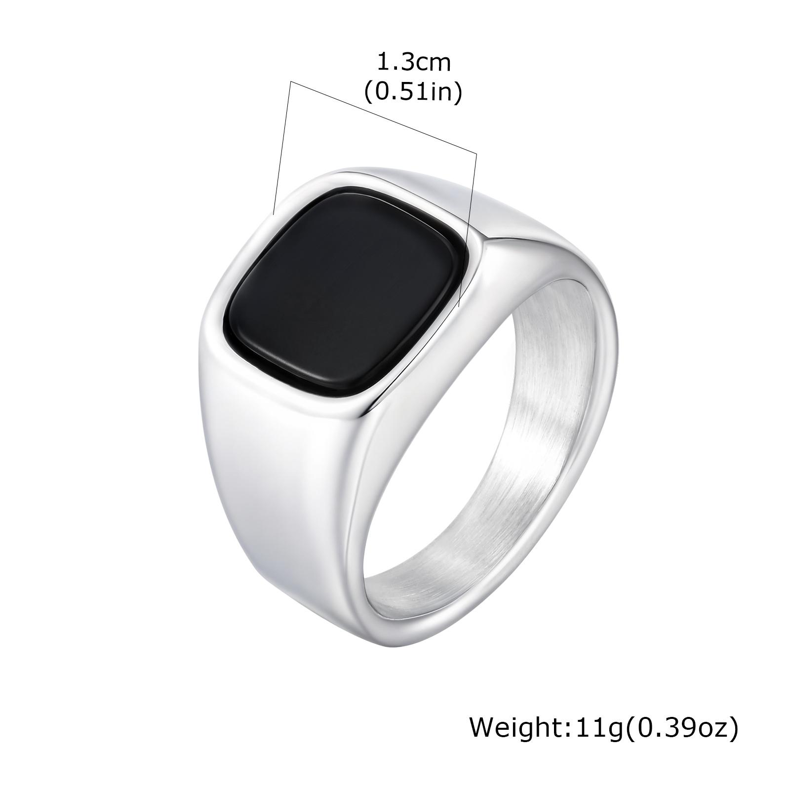 

Stylish Geometric Natural Stone Square Signet Ring for Men Classic Stainless Steel Chunky Ring Fashion Jewelry Gifts for Him US size 7