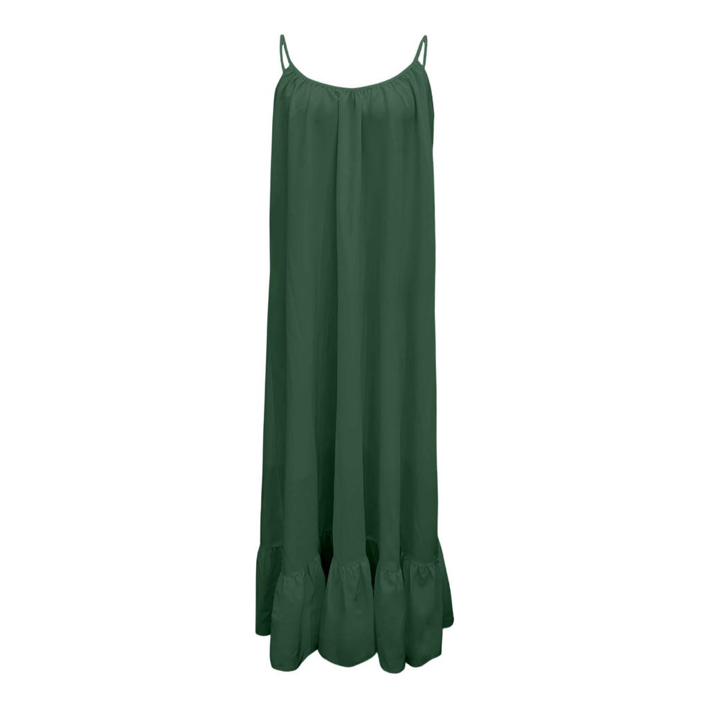 Women's  Breathable Backless Ruffled Hem Long Dress