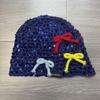 Cappello Berretto in Lavorazione a Maglia con Paillettes e Fiocco Coreano per Donna: Copricapo alla moda in rete di lana