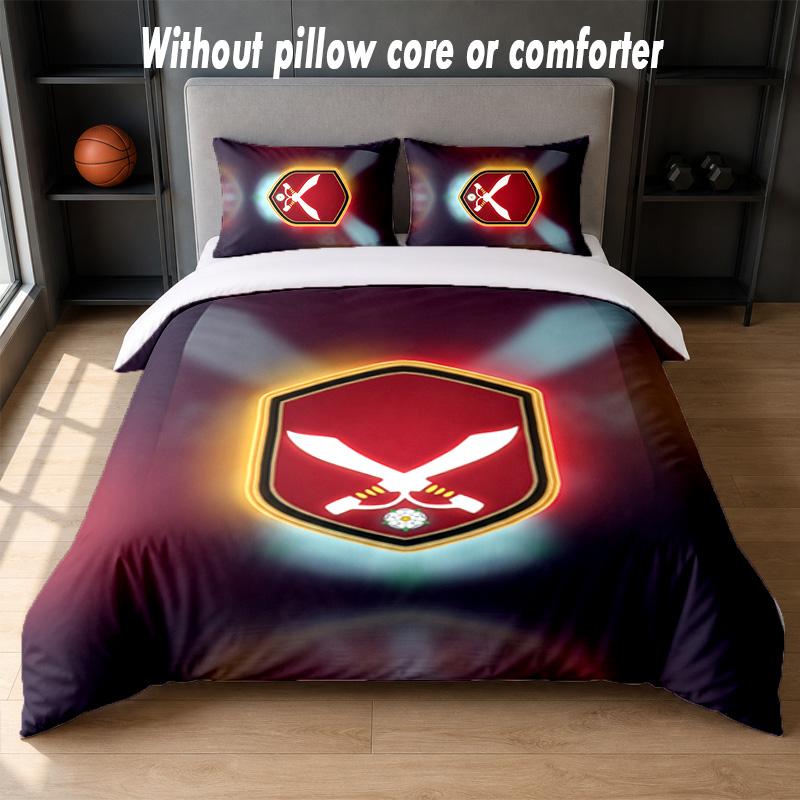 Sheffield United Fußball Design Bett Bettwäsche Set 1 Bettbezug + 2 Kissenbezüge Weich Atmungsaktiv Haushalt Bettwäsche