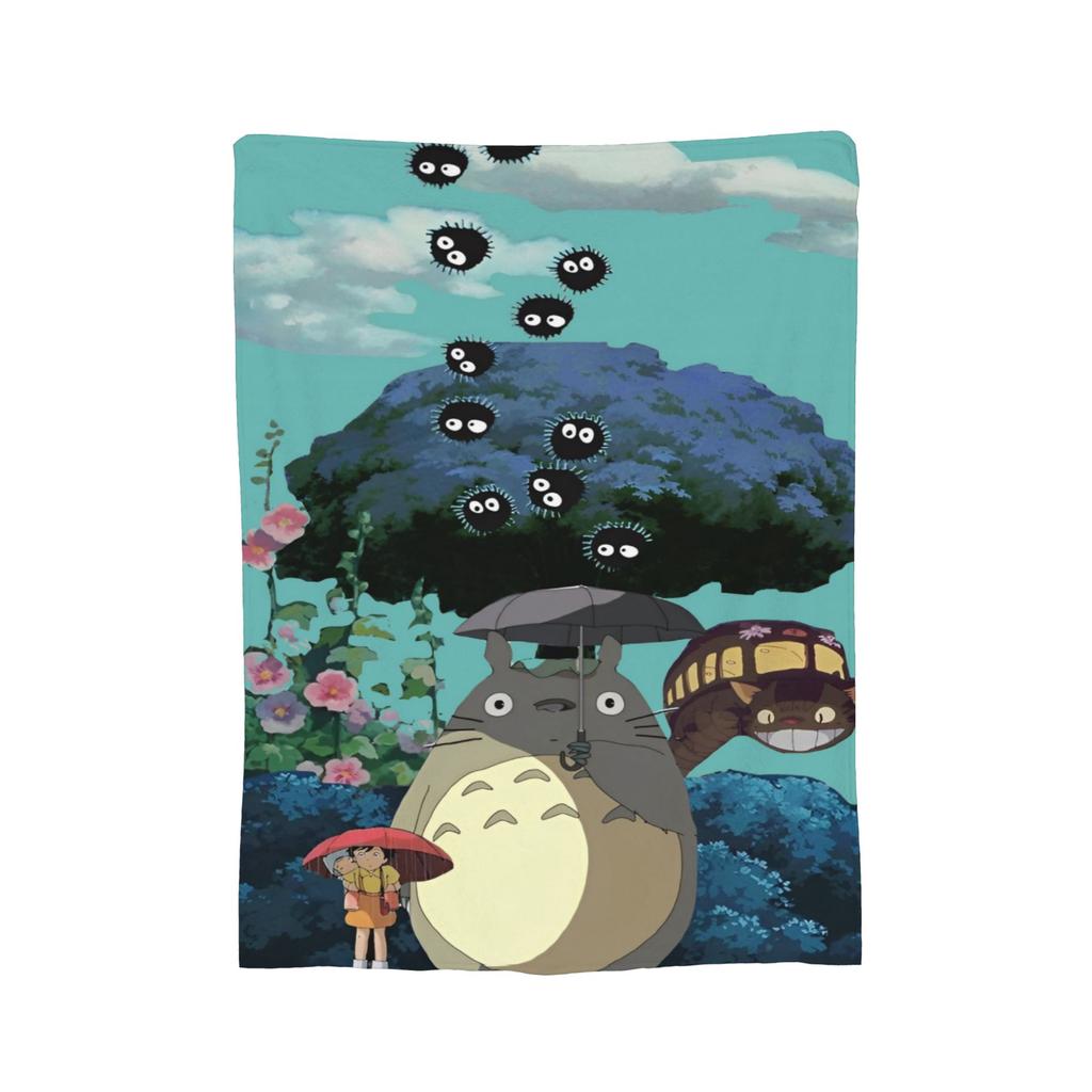 Cute T-Totoros Miyazaki Hayao Blanket Flannel Textile Decor Multi-function Super Soft Throw Blankets for Bed Office Bedspread