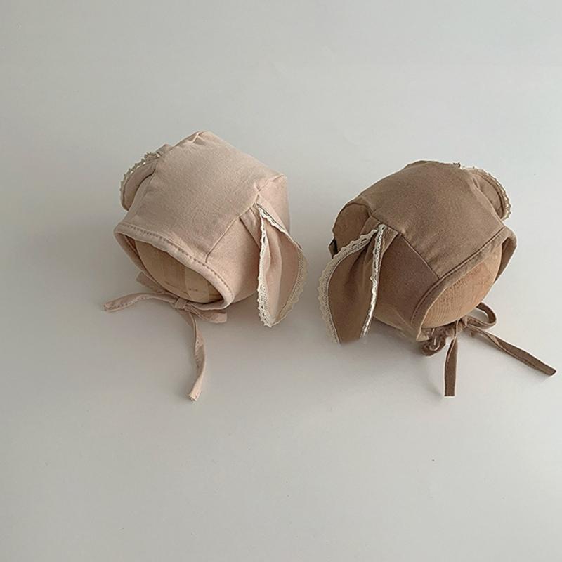 Newborns Cotton Bonnet Hat with Earflaps and Chin Ties, Breathable Baby Fetal Caps Comfortable Toddlers Warm Hat