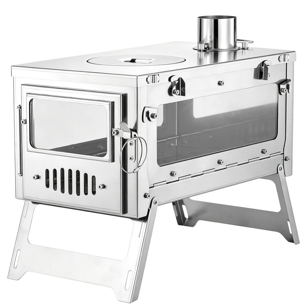Lightweight Titanium Alloy Folding Stove for Outdoor Tent Heating and Hiking