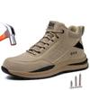 Herren Arbeits-Sicherheitsschuhe Herbst Winter Warm Unzerstörbar Stahlkappe Arbeitsstiefel Anti-Quetsch-Arbeitssneaker Schützende Sicherheitsschuhe