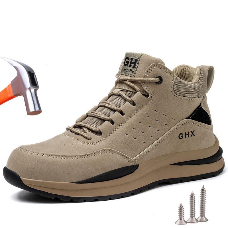 Herren Arbeits-Sicherheitsschuhe Herbst Winter Warm Unzerstörbar Stahlkappe Arbeitsstiefel Anti-Quetsch-Arbeitssneaker Schützende Sicherheitsschuhe