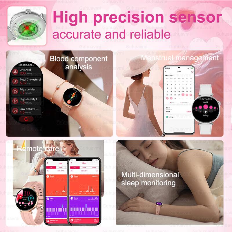 2026 New Women AI Nursing Grade Smart Diagnosis Smart Watch HRV+ECG Uric Acid Blood Oxygen Health Monitor IP68 Waterproof Sports Smartwatches