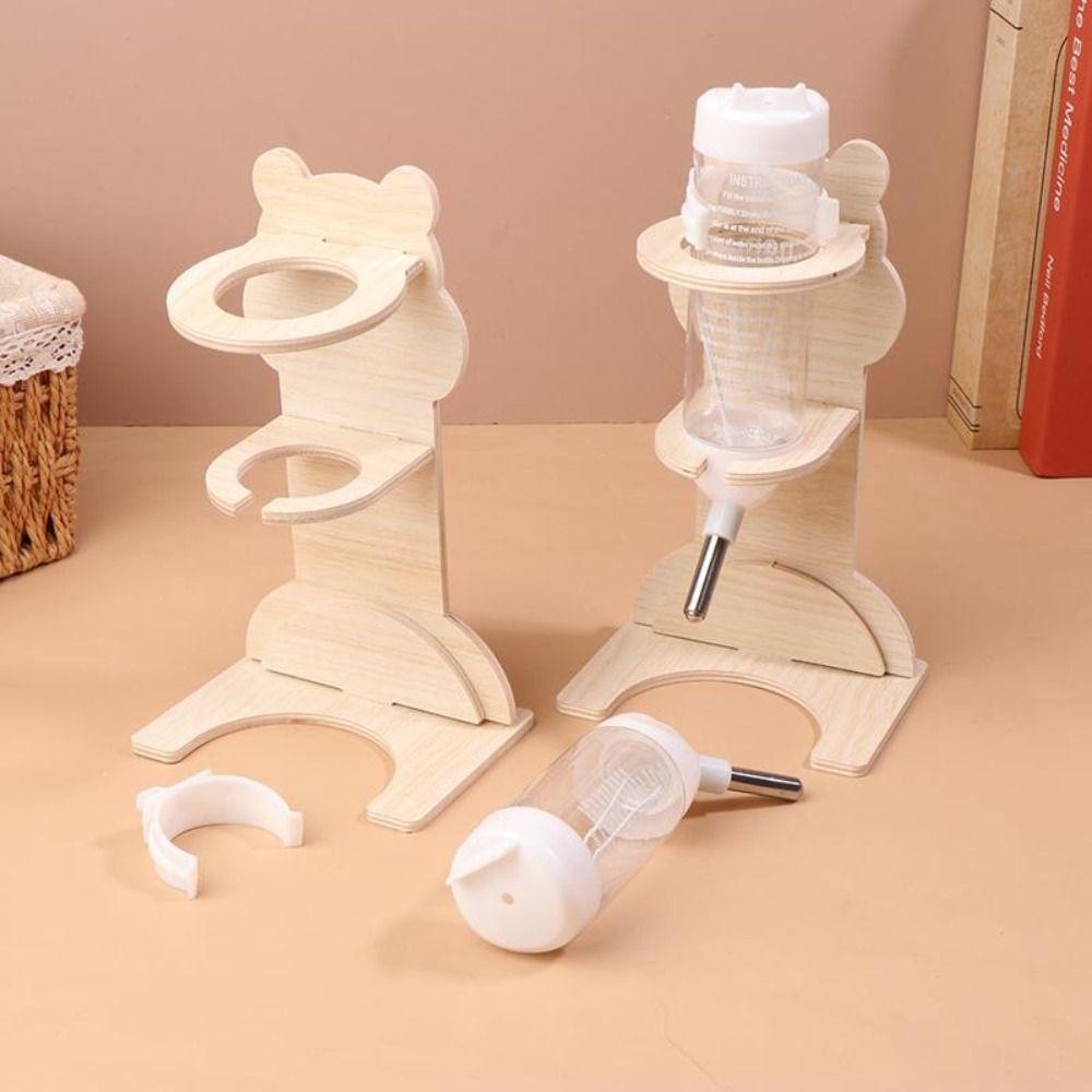 Freestanding Base Hamster Water Bottle Stand Wood Hamster Water Bottle  For Hamsters