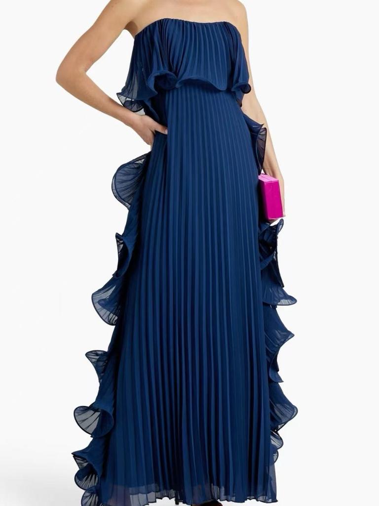 Women's Summer Newest Ins Style Pleated Wrap Dress with Flare