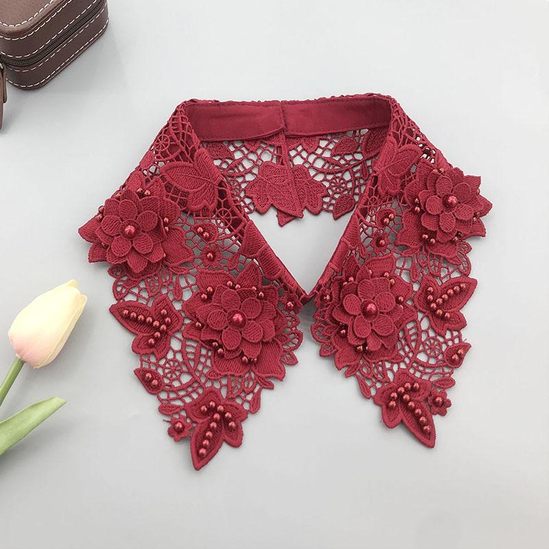 

Кружевной воротник конфетного цвета с фальшивым галстуком, бисерный съемный воротник, рубашка, фальшивый воротник, женская блузка, топ, манишка, съемное ожерелье с лацканами