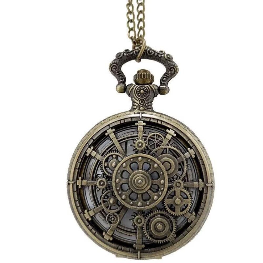 Arabic Numerals Dial Steampunk Quartz Pocket Watch Zinc Alloy Necklace Pendant Watch Men Women