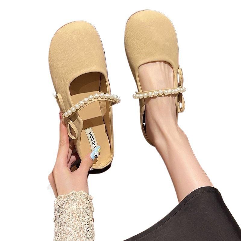Flat Bottom Soft Bottom Bag Head Half Slippers Women Wear Versatile New Spring and Summer Casual Pregnant Women Gentle Evening Shoes