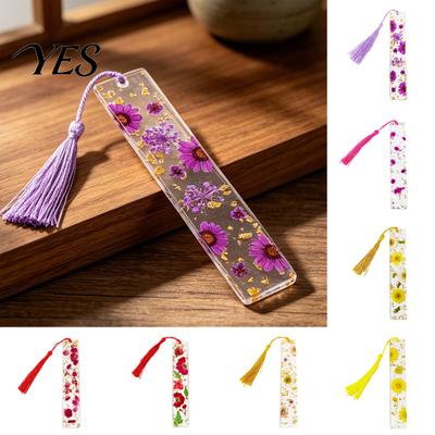 Birthday Gift for Readers Dried Flower Resin Bookmarks with Tassels, Double-Sided Magnetic Book Lovers Friends, Pretty and Increase Reading