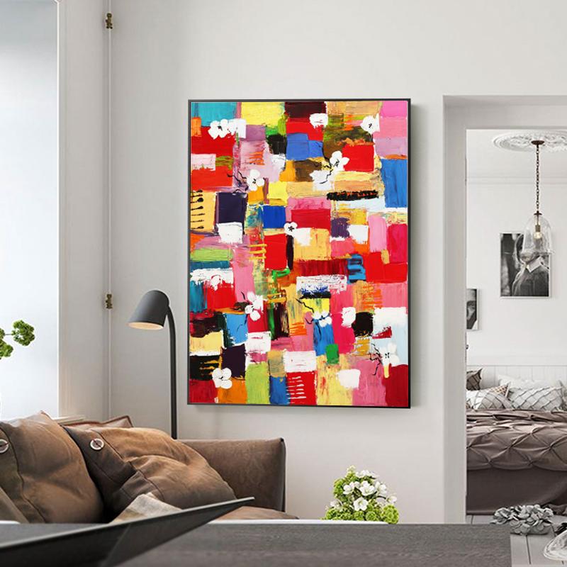 Moderna pittura a olio colorata nordica astratta graffiti arte tela pittura immagini da parete per soggiorno camera da letto cuadros home decor