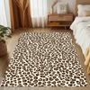 3D Wild Leopard Texture Carpet, Realistic Spotted Pattern on Cream Base Rug Natural Animal Print Floor Mat for Bold Living Space