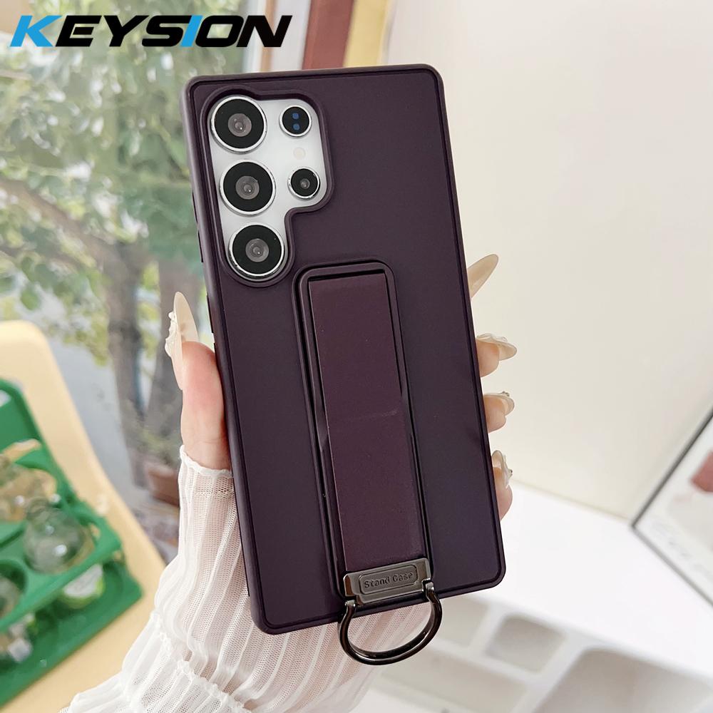 Ударопрочный чехол KEYSION для Samsung S25 Ultra 5G S25+ Мягкий силикон+ПК Складная подставка Задняя крышка телефона для Galaxy S23 S24 Ultra for Galaxy S23 Ultra фиолетовый