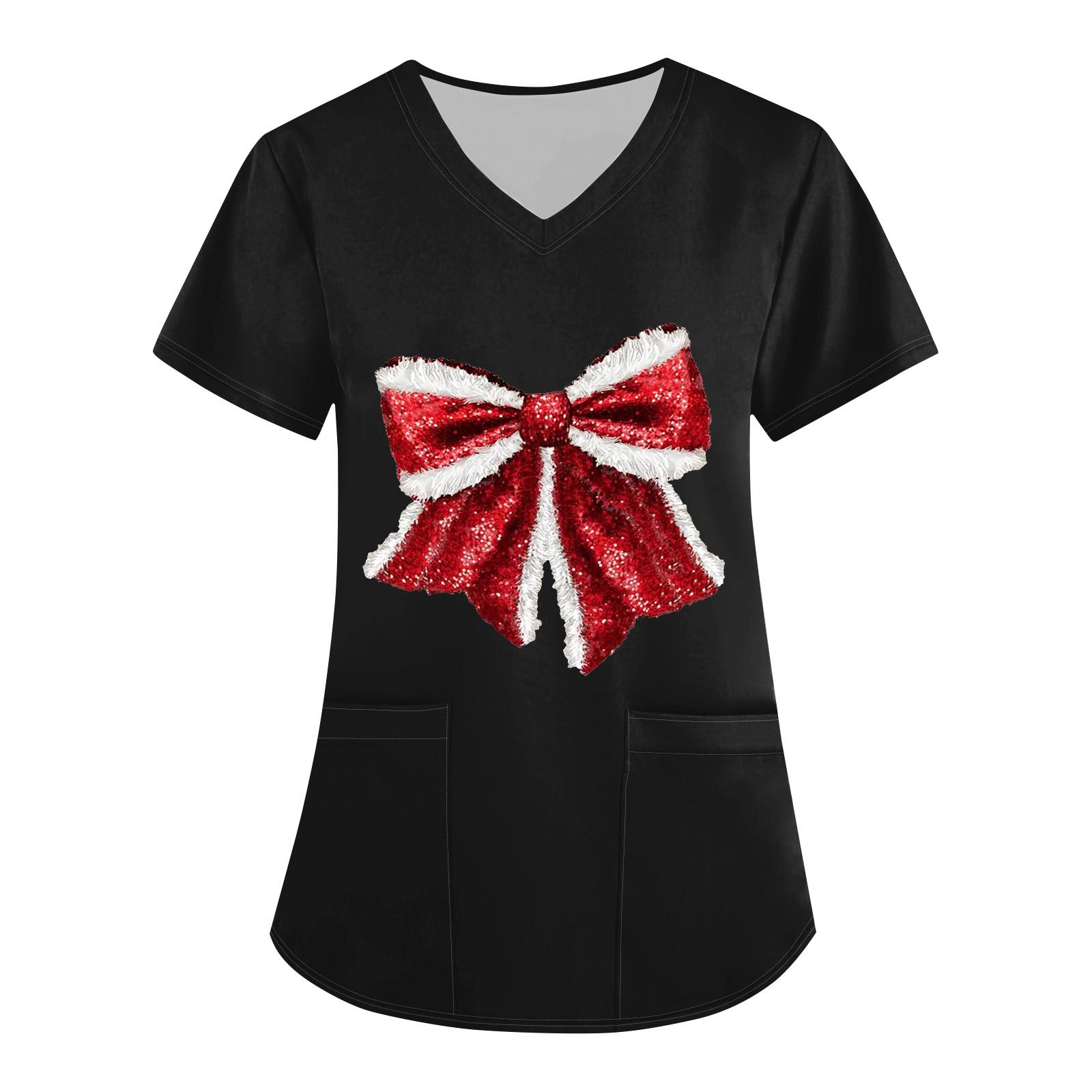 

Женская рабочая одежда с принтом, базовые топы с V-образным вырезом и двухслойными карманами. Пуловер M чёрный