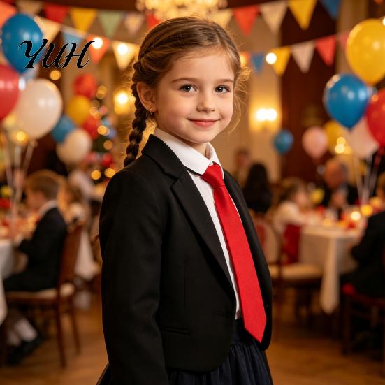 Child Dress Shirt Tie Kids Pre-tied Necktie for Boys Girls, Adjustable with Elastic Strap British Style School Uniforms Wedding And Cosplay,