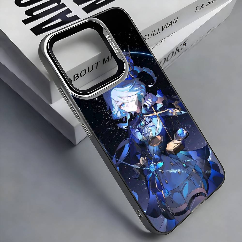 F-Furina G-Genshin I-Impact Colorful Silver Back Phone Case For IPhone 17 16 15 14 13 12 11 Plus Pro Max Plus