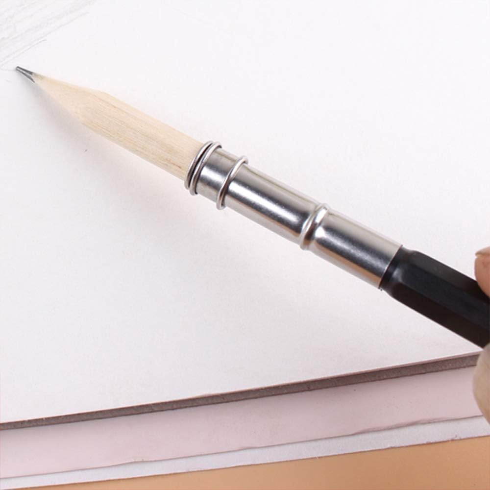 2 Pcs Useful Stainless Steel Dual Head Pencil Extender Holder Double-Headed Pencil Stationery Accessories for Stationery Desk Supplies,for School