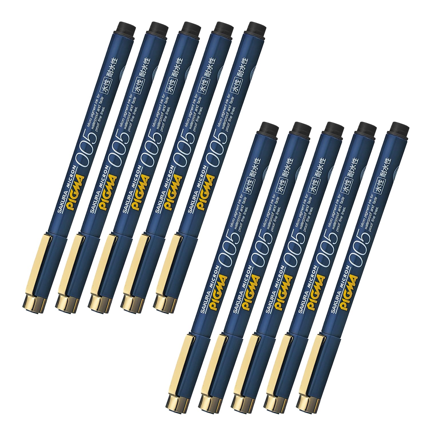 Sakura Craypas Pigma 10 Водобазовый маркер, 0,05 мм, Черный, маркеры, ESDK005#49-10P чёрный