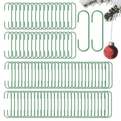 100 peças Gancho para Enfeites de Natal Metal Verde Mini Gancho Antiderrapante Cabides de Enfeites Para Decorar Árvores de Natal Guirlandas