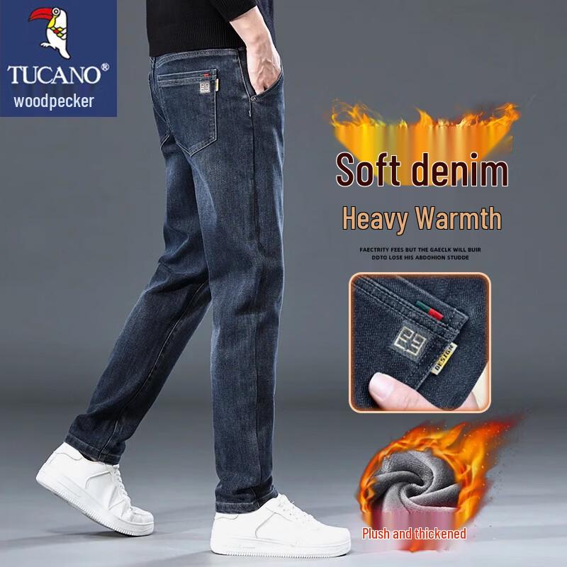 

TUCANO Men s Winter Fleece-Lined Straight-Leg Jeans 30
