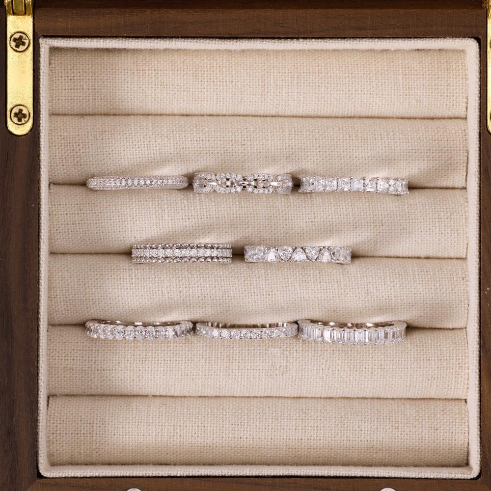 S925 Sterling Silver Women's Exquisite Pave Set Stackable Ring - Simple Oval/Square Design, Closed Style