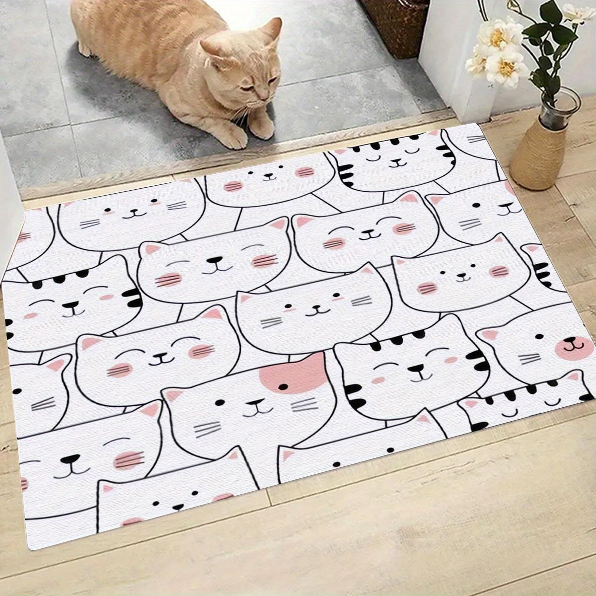 

1pc Whisker Wonders Cat Face Pattern Door Mat, Polyester Non-Slip Washable Entrance Rug for Kitchen, Bedroom, Bathroom, Living 50x80cm