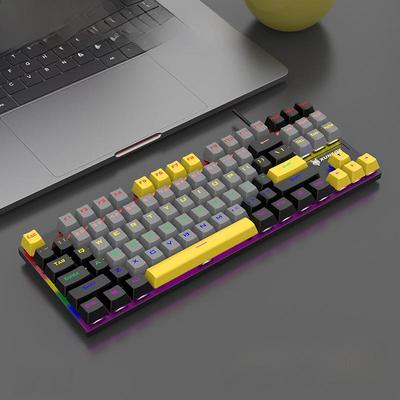 Silver Fox K80 Mechanical Keyboard: 87-Key USB, Luminous Blue Axis, E-Sports Gaming, Color Match.