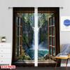 Set Of 2 Flat Printing Curtain Forest Polyester Spring Party Holiday Decor Use Living Room Outdoor Darkening Ideal For