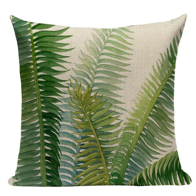 Tropical Plants Palm Tree Printed Decorative Throw Pillow Cushion Cover Case Green Leaf Leaves Cushion Case For Sofa Home