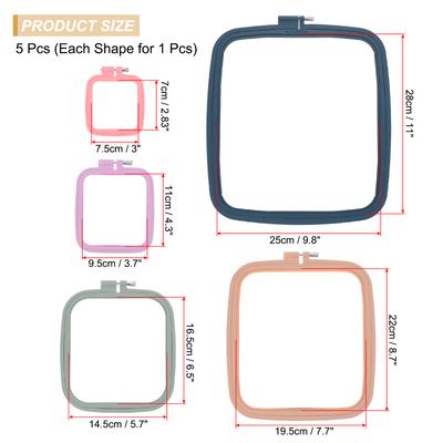 5pcs Embroidery Hoops Square Cross Stitch Hoops Frames Reusable Sewing Hoop ABS Plastic Embroidery Hoops Art Craft DIY Sewing