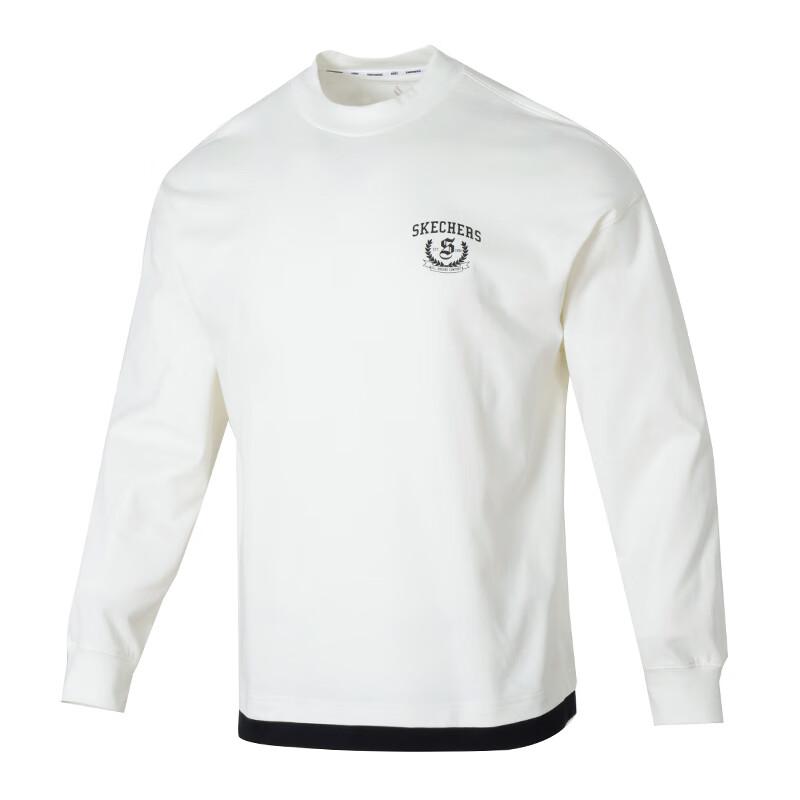 Skechers Sports League Series Crew Neck Letter Long Sleeve Sweatshirt Unisex sweatshirt White L324U111-0074 M