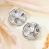 3D Flower Pearl Metal Texture Earrings: European & American Style, Chic Ins Cold Design for Women