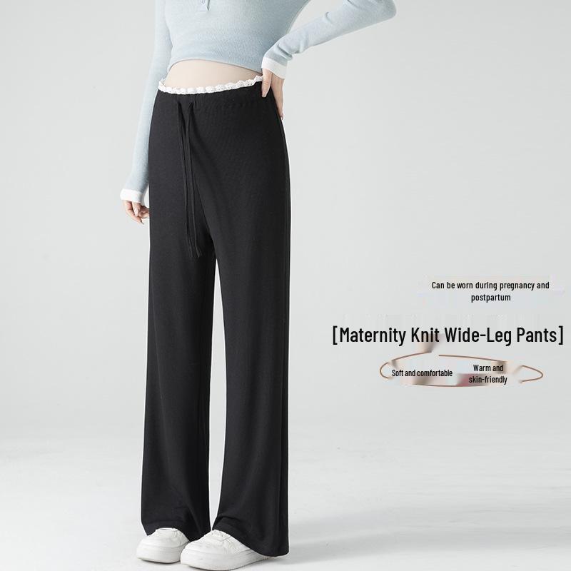 Maternity Wide-Leg Knit Pants - Spring Style, Thin & Drapey