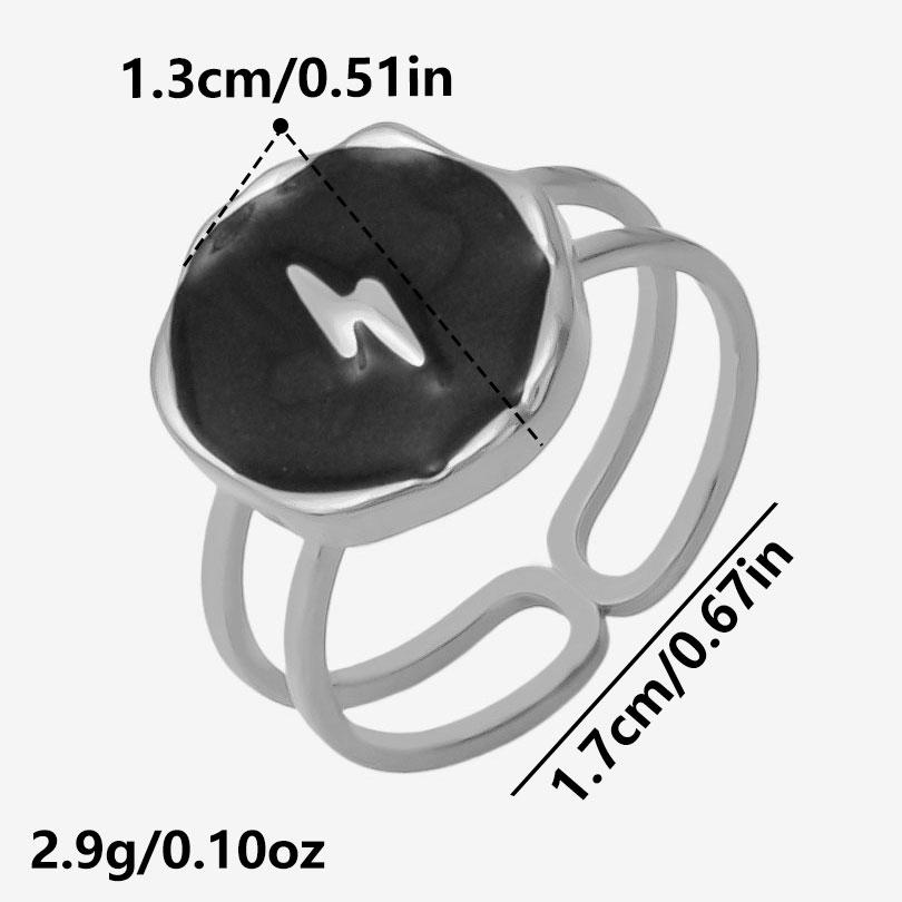 Different Style Silver Color Ring Black Oil Drop Open Adjustable Stainless Steel Rings For Women Men Accessories Enamel Jewelry