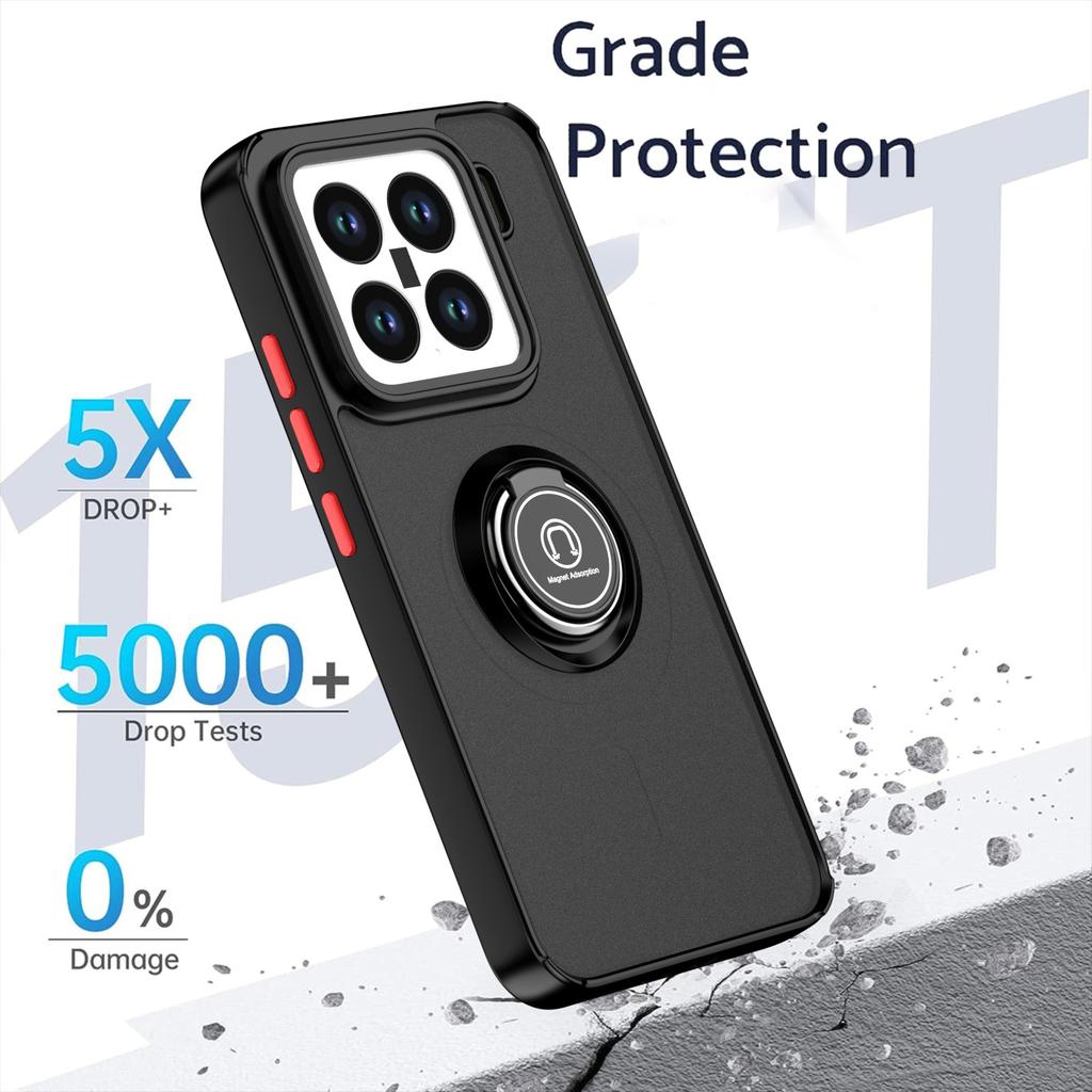 NOWE Magnetyczne Etui Odporne na Wstrząsy z Pierścieniem Matowe Etui Dla Xiaomi 15 5G Pierścień Uchwyt Samochodowy Pokrowiec