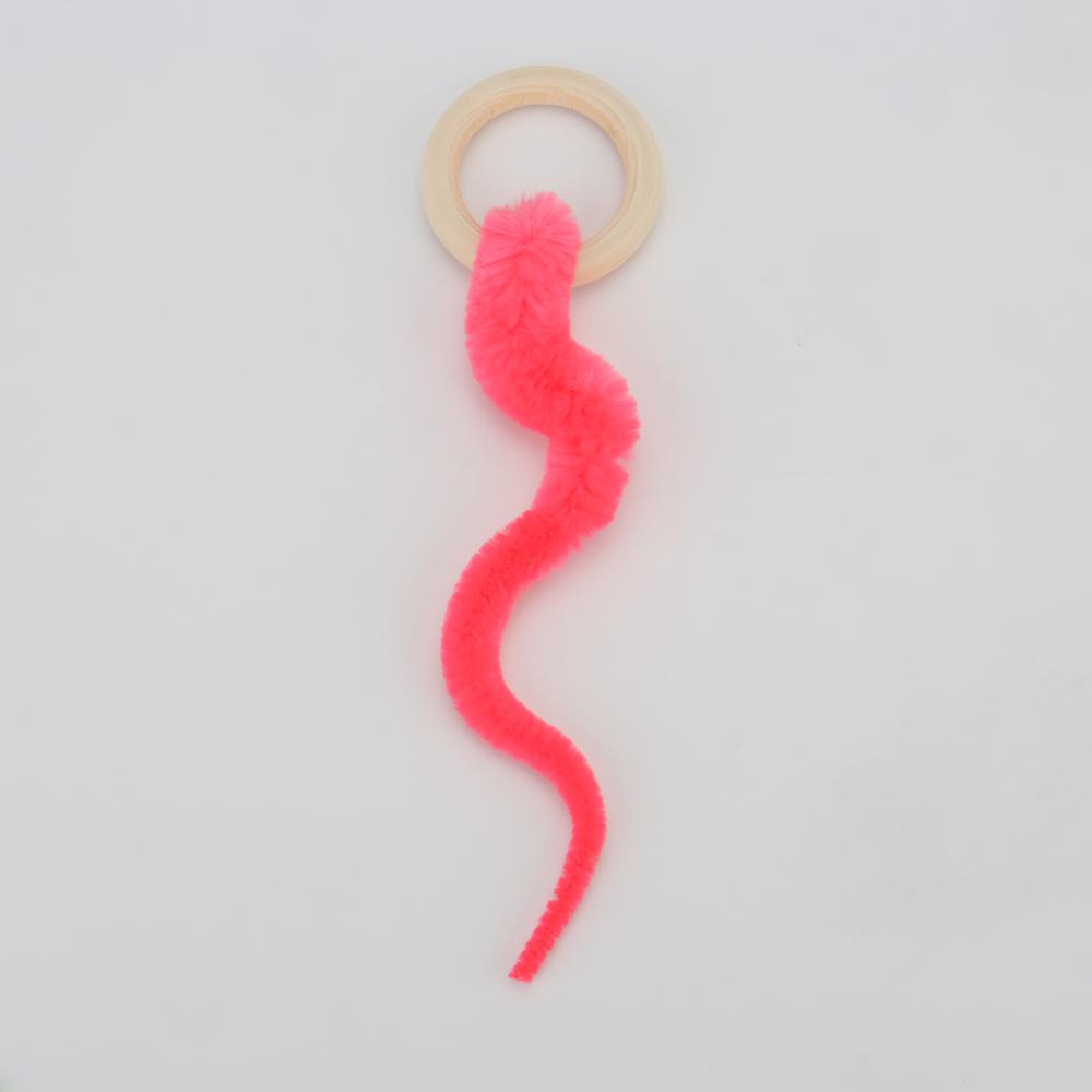 Plush Long Tail Ball Cat Toy Training Cat Interactive Ball Wood Ring Pet Toy