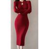Improved Cheongsam Winter Toast Dress Bridal High Sense Dignified Atmosphere Red Bottoming Knitted Dress