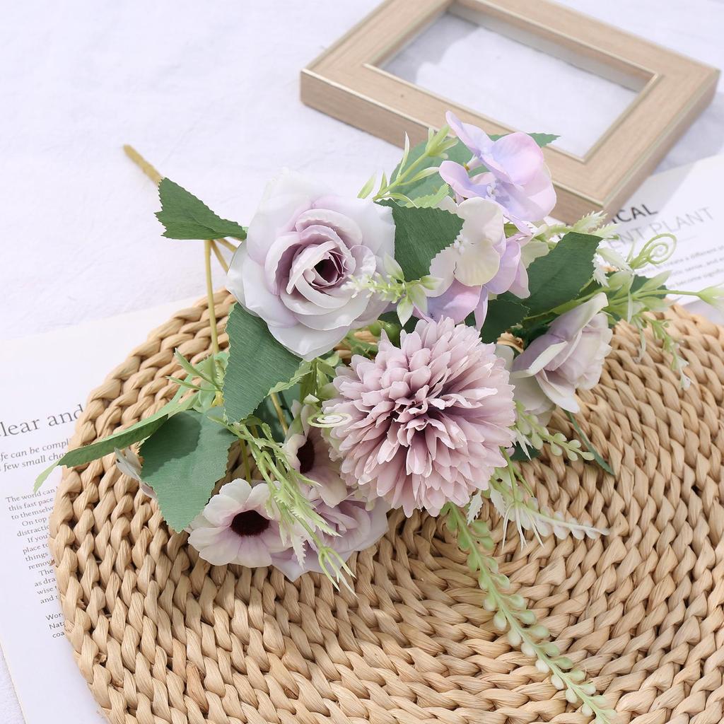 Simulation Green Plants & Fake Small Roses for Wedding, Home, or Outdoor Decor