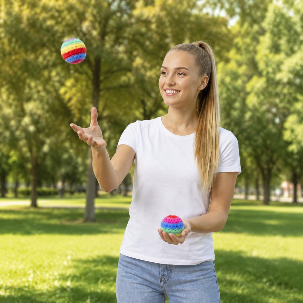Pacote com 6 Hacky Sacks Tecidos à Mão Footbags Design Crochê Tricô Camada Externa de Algodão Durável com Enchimento de Pellets para Jogos de Chutar Malabarismo