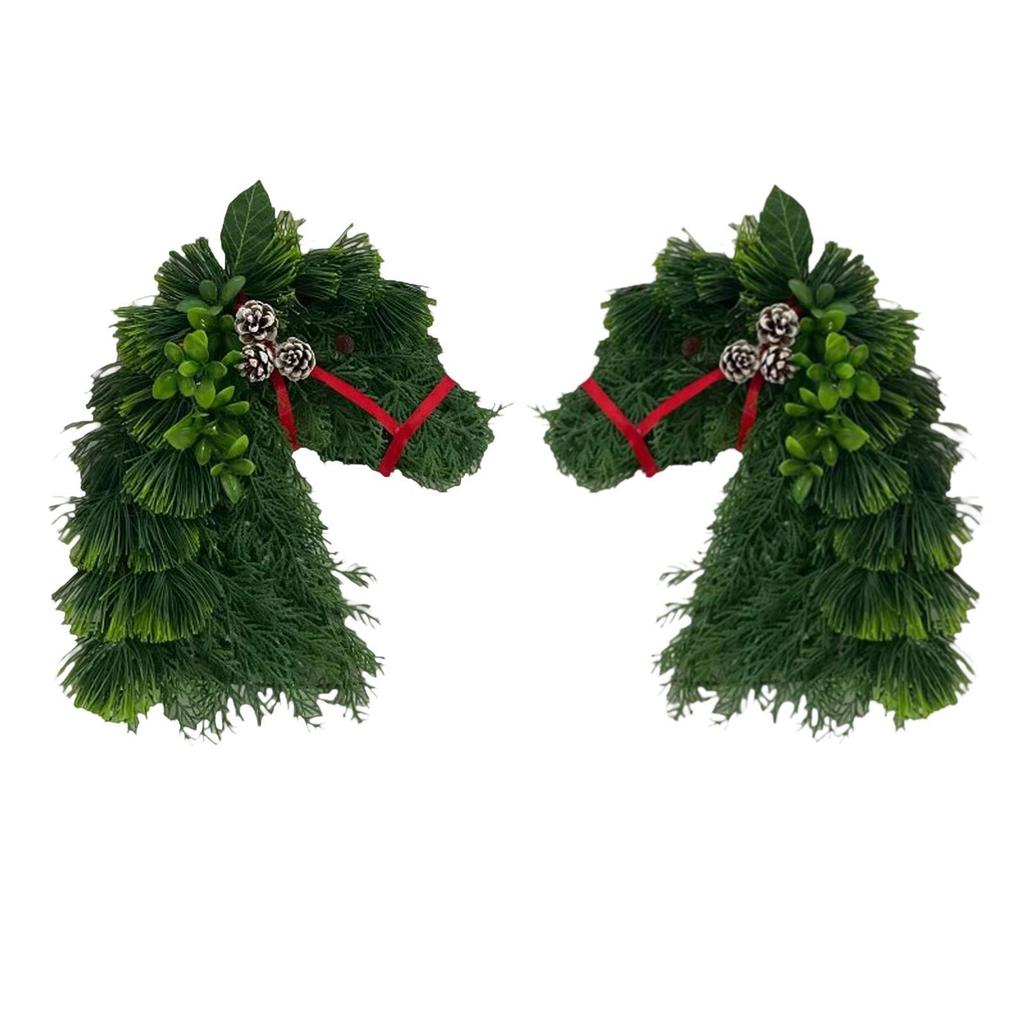 Artificial Christmas Wreath Horse Head Party Decorative Xmas Wreath Holiday Garland for Porch Wall Farmhouse Wedding Fireplace