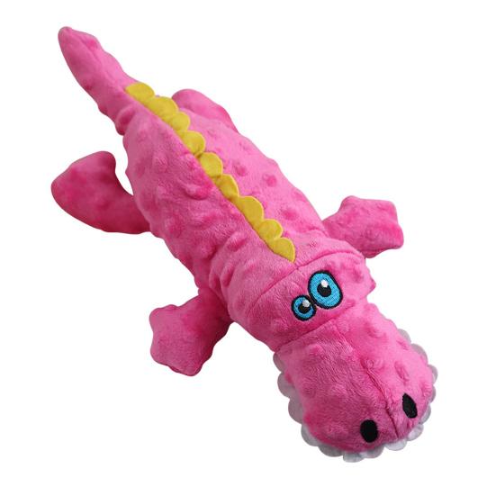 Indestructible Plush Dog Toy Soft Squeaky Chew Toy Stuffed Crocodile Puppy Teething Toy