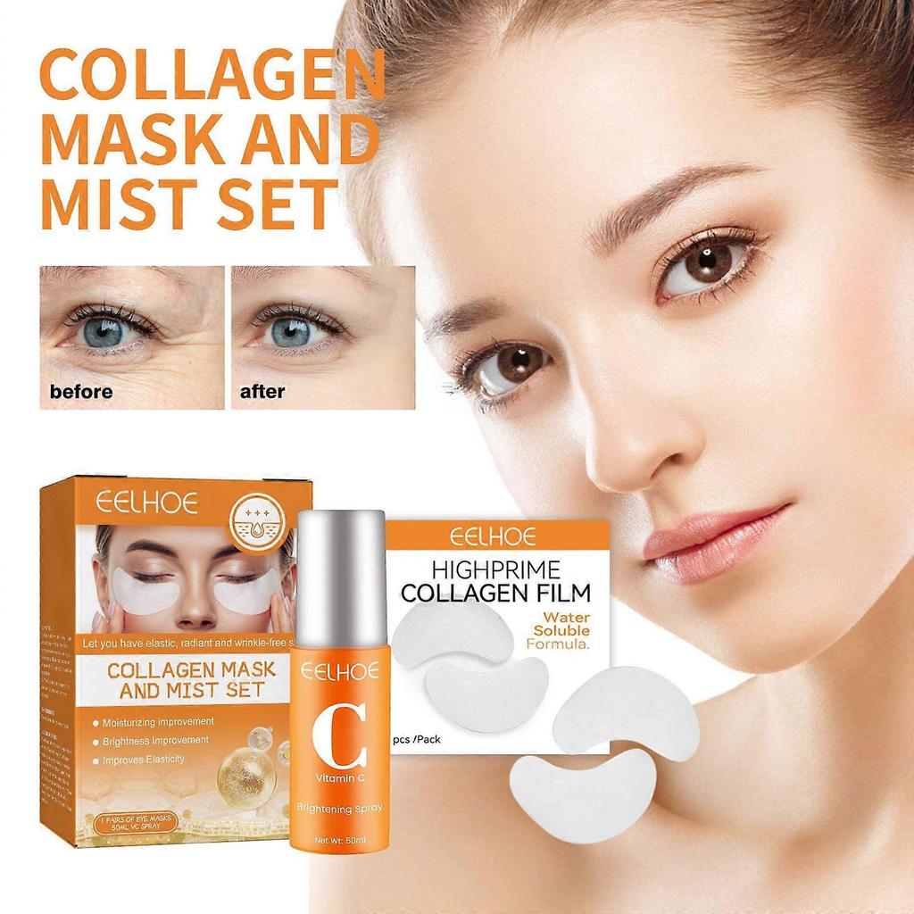 Eelhoe Collagen Eye Mask Spray Set - Anti-Aging, Anti-Wrinkle, Rejuvenating Collagen Hydrating And Moisturizing