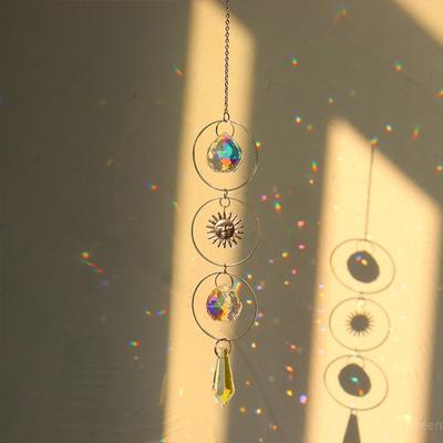 Hängender Sonnenfänger, Kristall-Windspiele, Fenster, Mond, Stern, Anhänger, Ornamente, farbiger Regenbogenmacher, Hausgarten-Charme-Dekoration