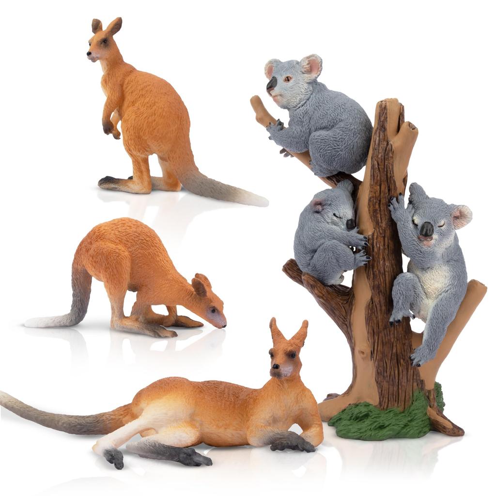 TOYMANY 7-Piece Animal Figure Set, Australian Animal Figures, Realistic Animal Toys, Kangaroo, Koala, Family, Popular Animals, Birthday Gift,