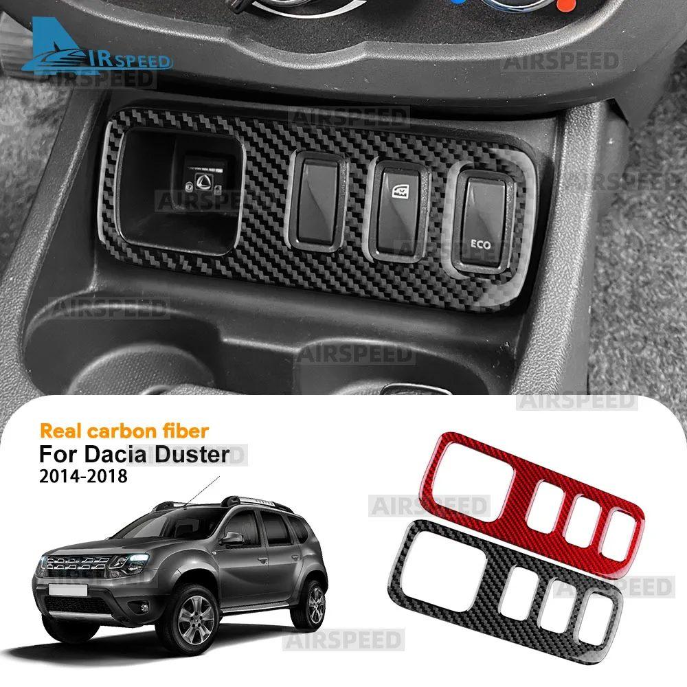 Real Soft Carbon Fiber Sticker For Dacia Duster 2014 2015 2016 2017 2018 LHD RHD Car Central Control Anti-slip Button Trim